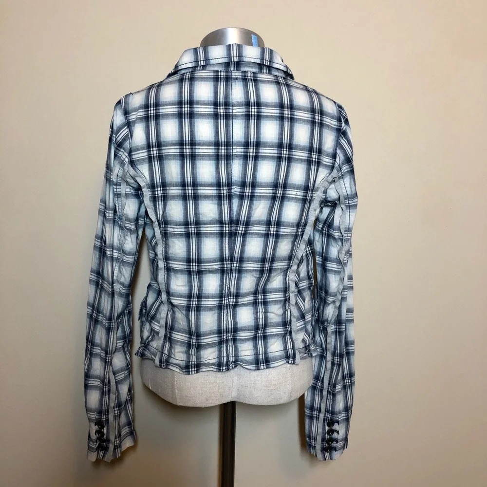 Free people Y2k early 2000s blazer plaid cotton button top